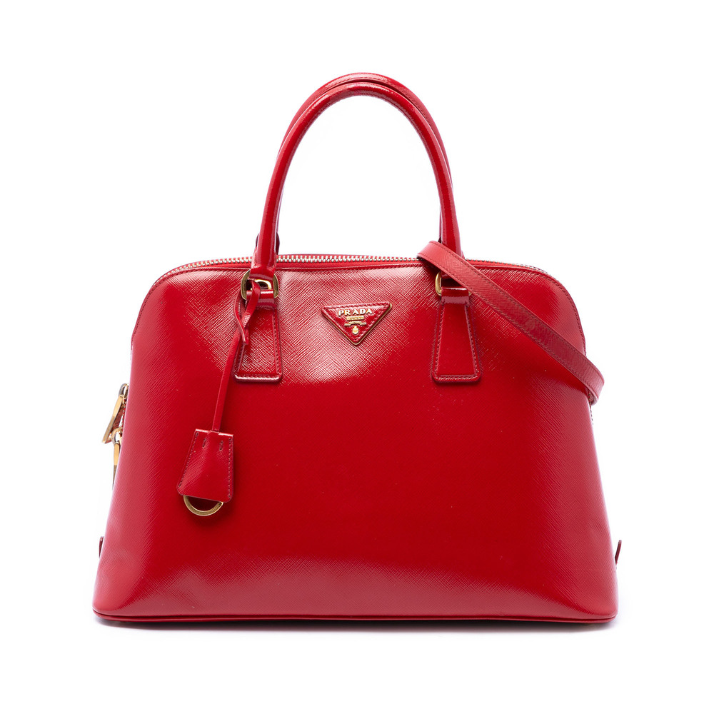 Pre-Loved Prada Medium Saffiano Vernice Promenade Satchel